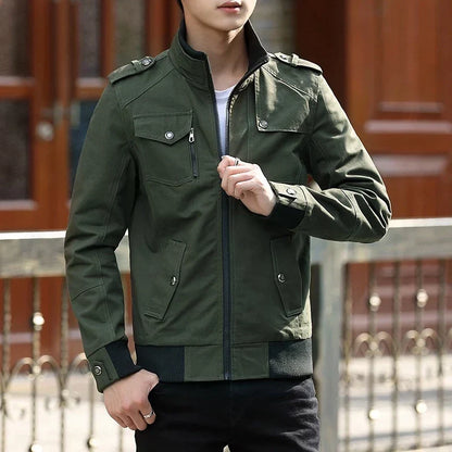 Casual Bomber Jacket with Zipper for Men