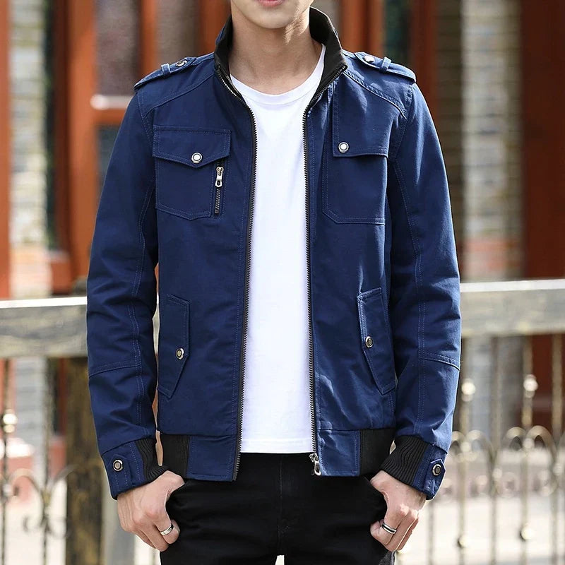 Casual Bomber Jacket with Zipper for Men