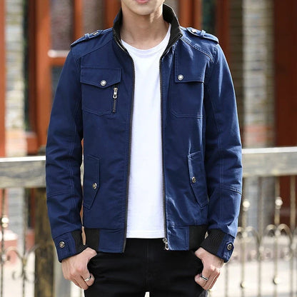 Casual Bomber Jacket with Zipper for Men