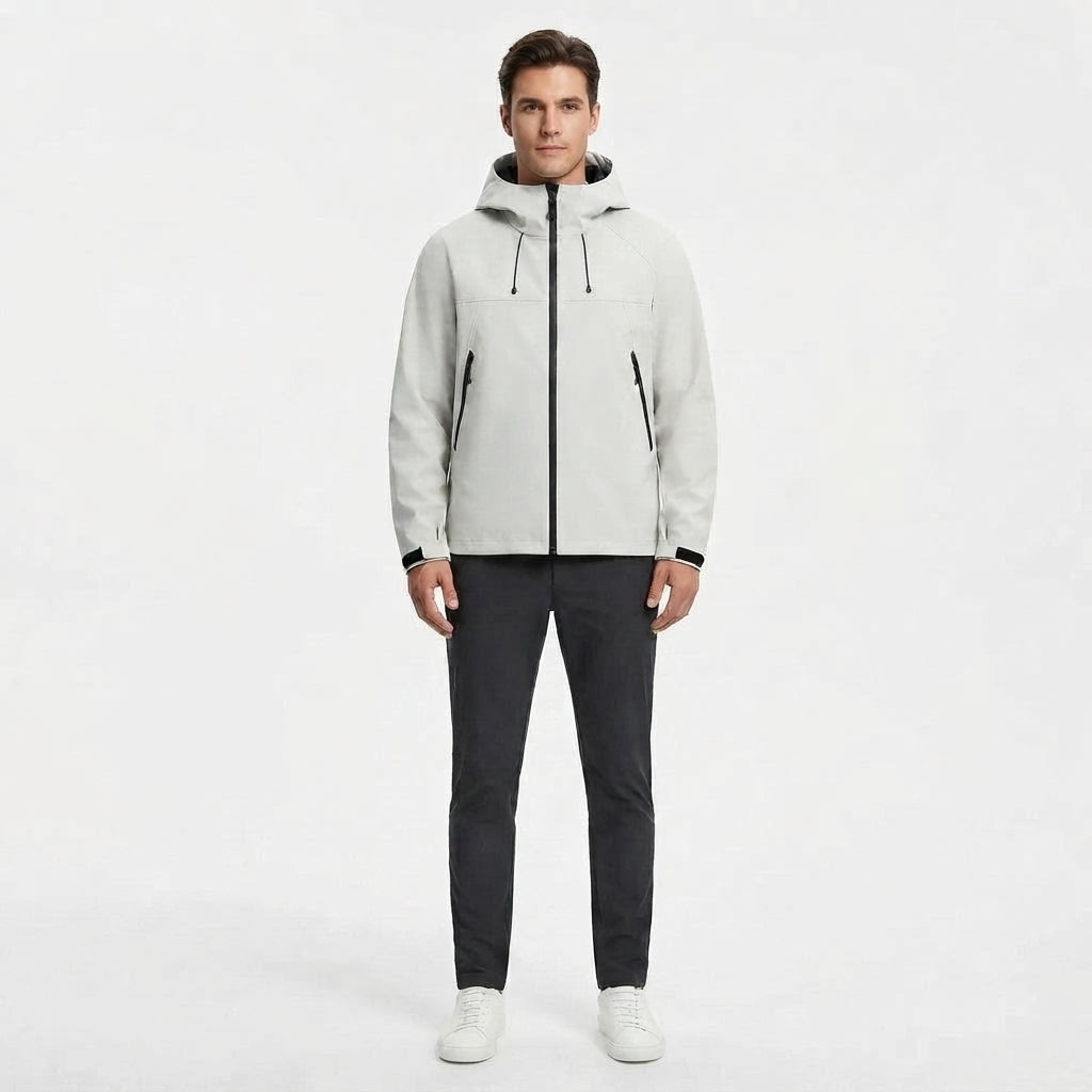 Waterproof Jacket with Hood and Windproof Shell for Men