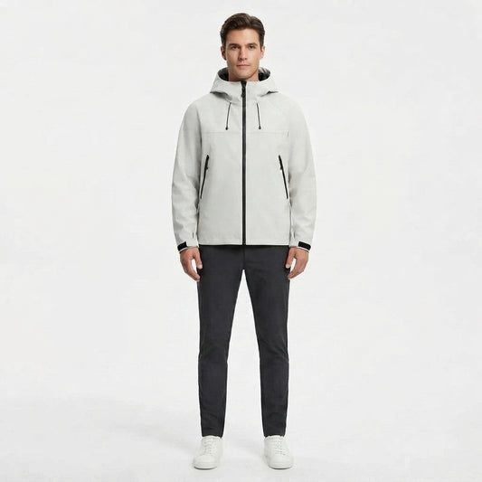 Waterproof Jacket with Hood and Windproof Shell for Men