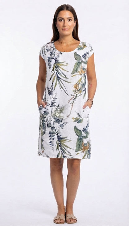 Casual Summer Dress with Leaf Print for Women