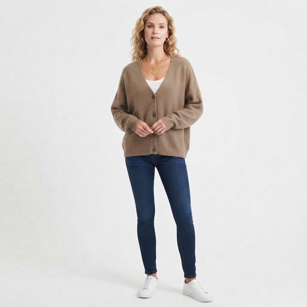 V-Neck Button Cardigan for Women