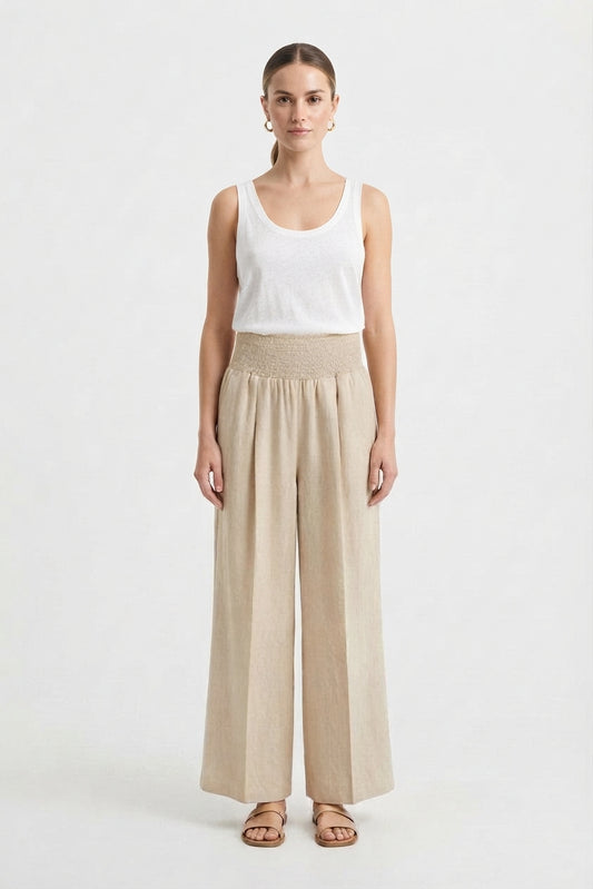High-Waisted Palazzo Pants with Pleats for Women
