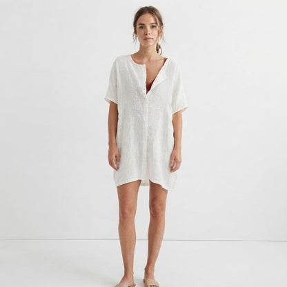 Loose Beach Cover-Up with Buttons Shorts for Women