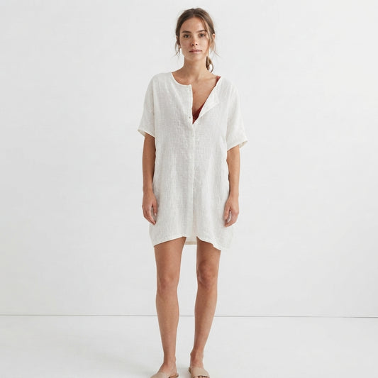 Loose Beach Cover-Up with Buttons Shorts for Women
