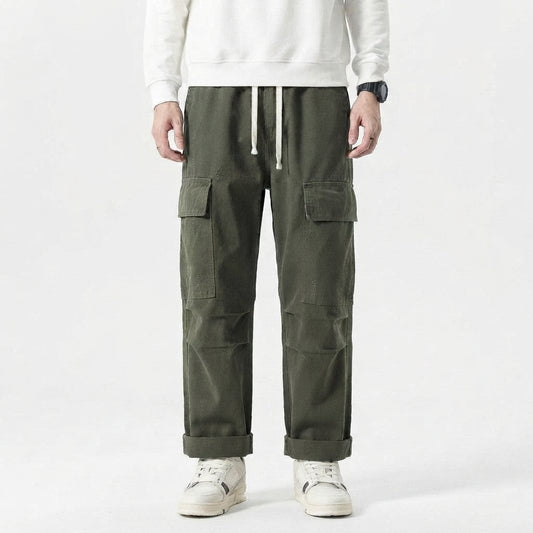Cargo Pants with Wide Legs and Pockets for Men