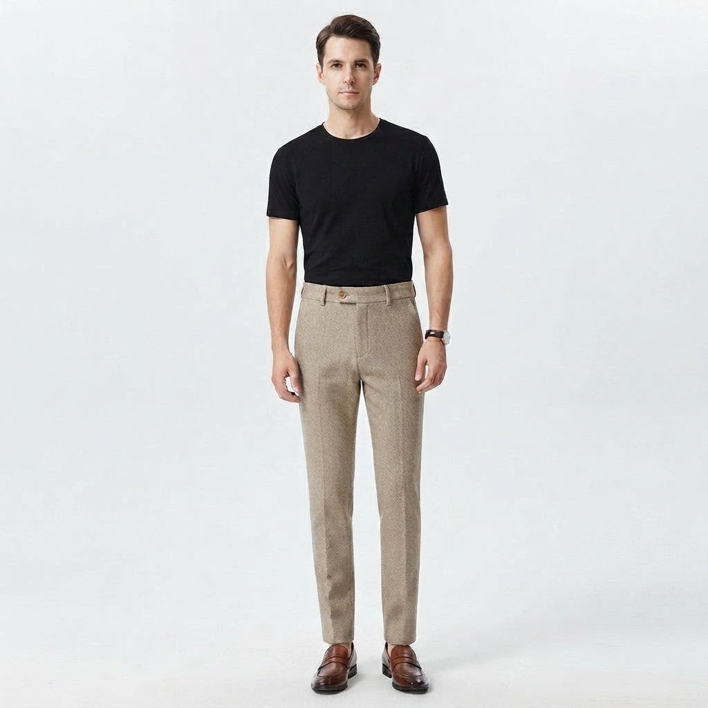 Vintage Pleated Classic High-Waisted Trousers for Men