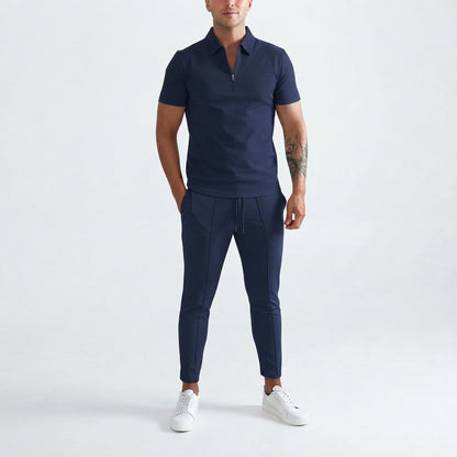 Two-Piece Set with Zipper Shirt for Men