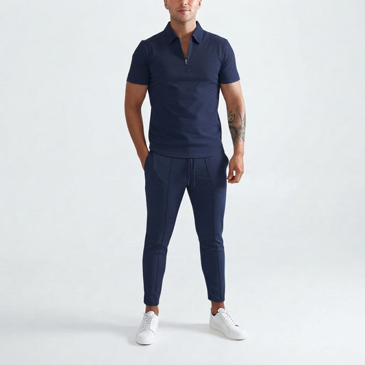 Two-Piece Set with Zipper Shirt for Men