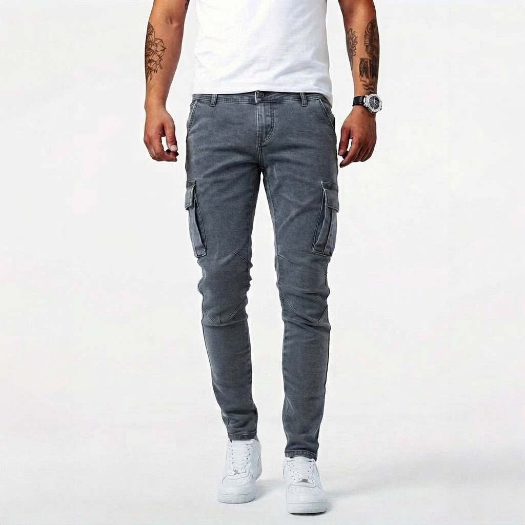 Slim Fit Cargo Pants with Pockets for Men