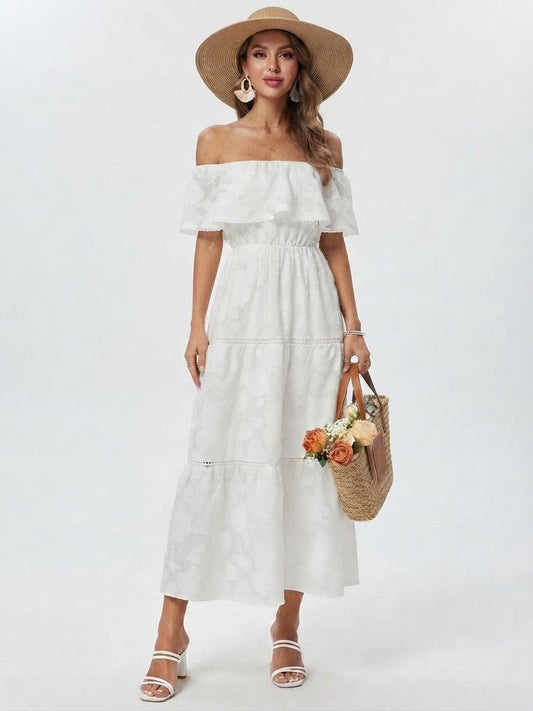 Off Shoulder Layered Maxi Dress for Wedding Guests for Women