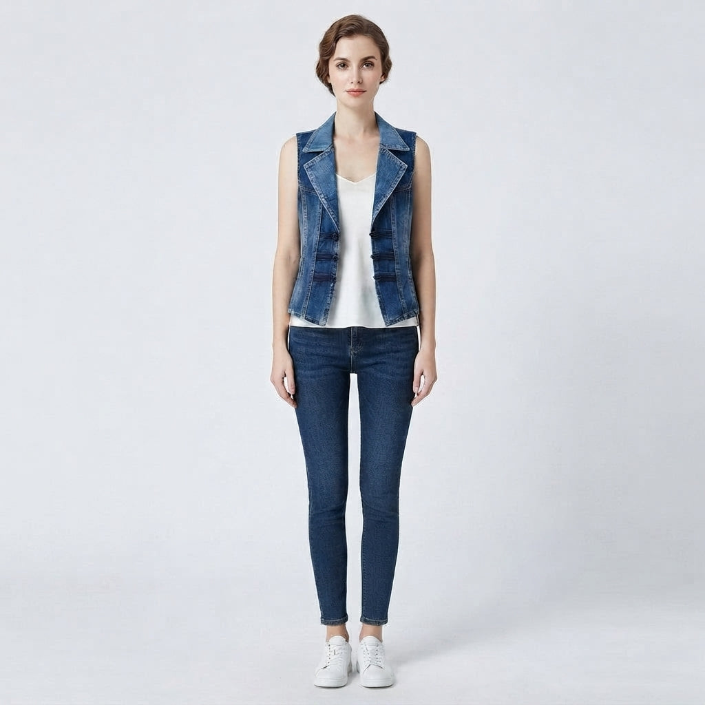 Casual Denim Vest without Sleeves for Women