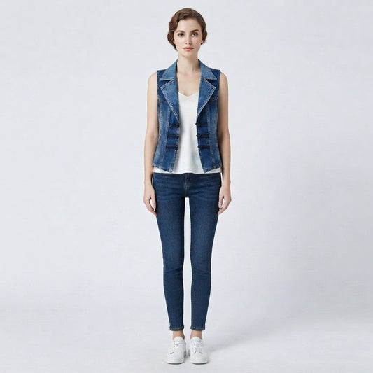 Casual Denim Vest without Sleeves for Women