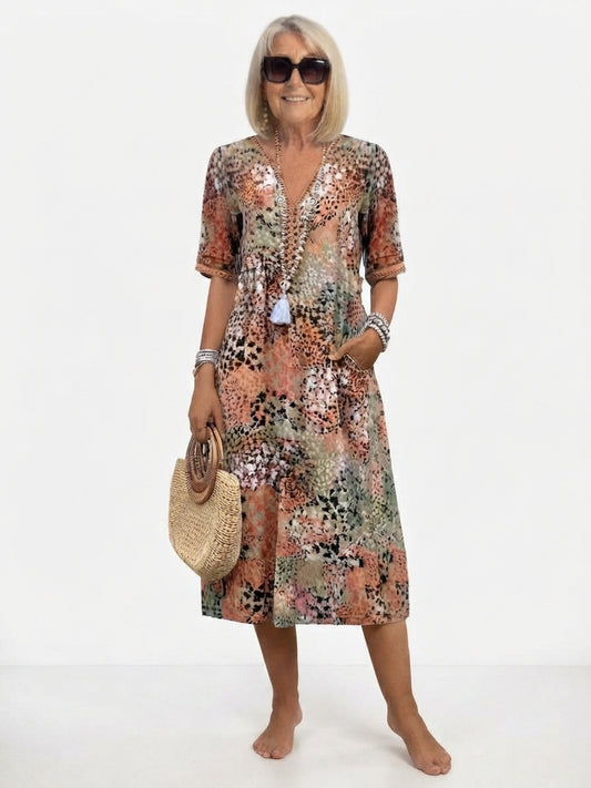 Relaxed Fit Floral Pattern Dress for Women