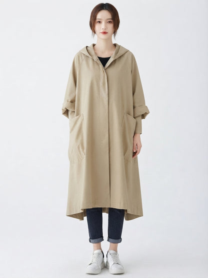 Oversized Coat with Hood and Pockets