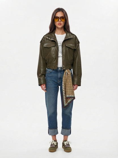 Biker Style Jacket With Zipper for Women