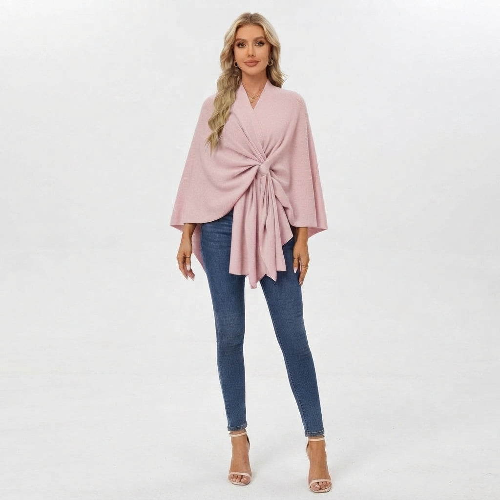 Top with Draped Knot Detail and Flowing Fit for Women