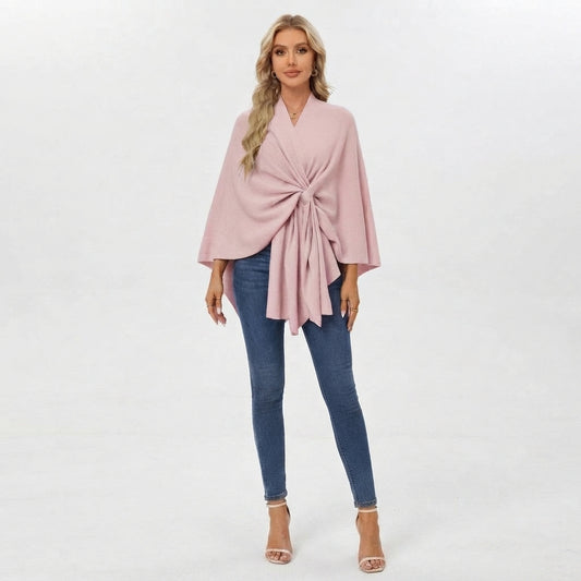 Top with Draped Knot Detail and Flowing Fit for Women