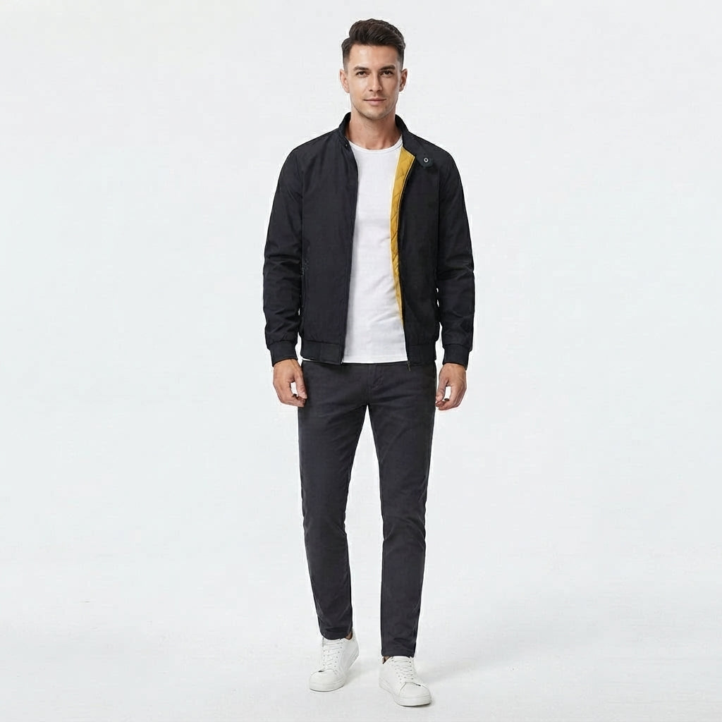Classic Bomber Jacket With Zipper for Men