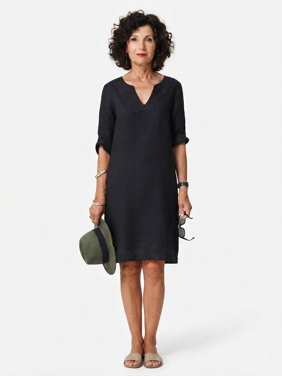 Elegant Midi Dress with Neckline for Women