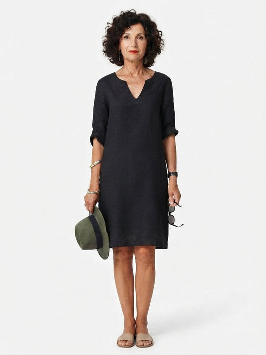 Elegant Midi Dress with Neckline for Women