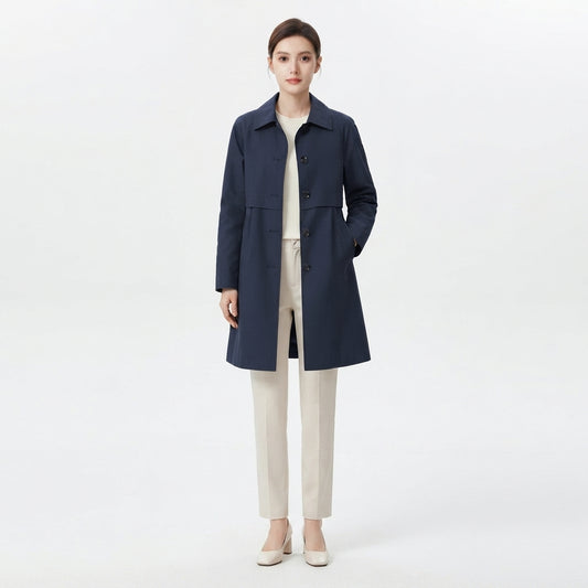 Classic Button-Up Trench Coat for Women
