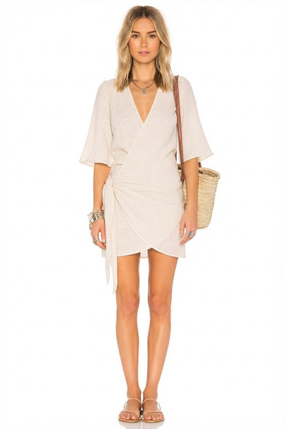 Wrap Mini Dress Asymmetrical Hem for Women