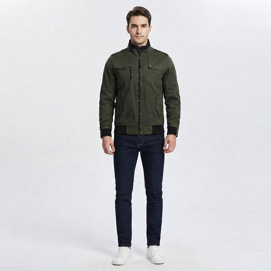 Bomber Jacket with Multiple Pockets for Men