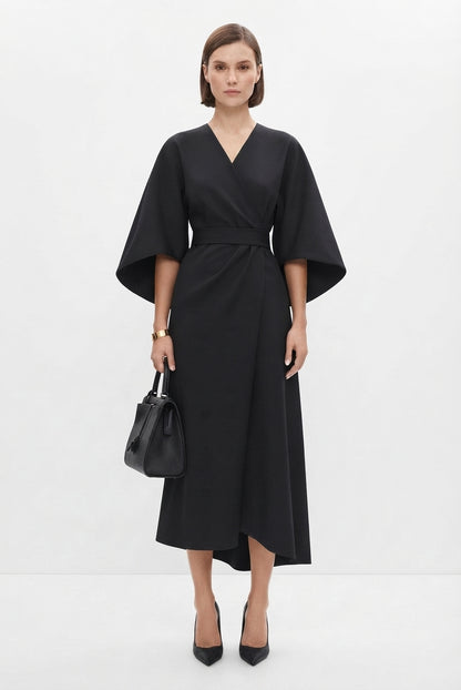 Kimono Sleeve Belted Midi Dress for Women