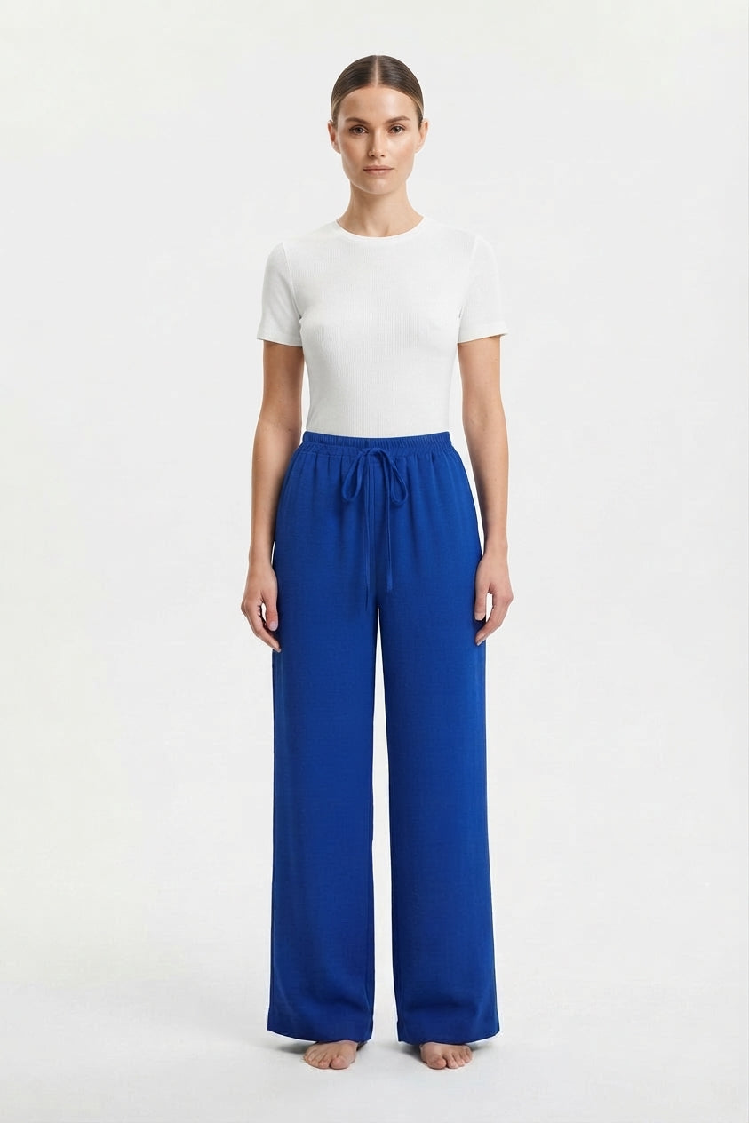 Palazzo Pants with Drawstring and Side Pockets for Women