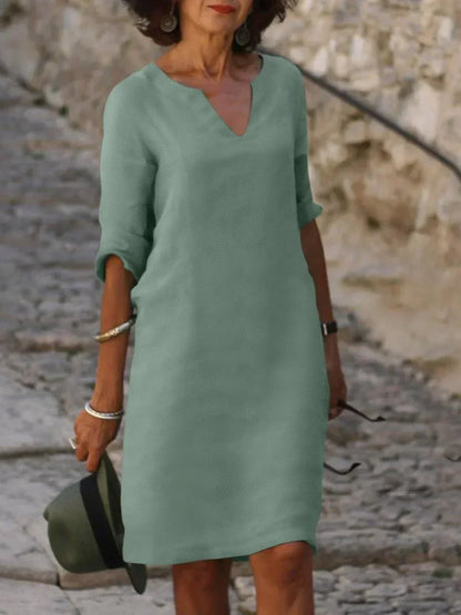 Elegant Midi Dress with Neckline for Women