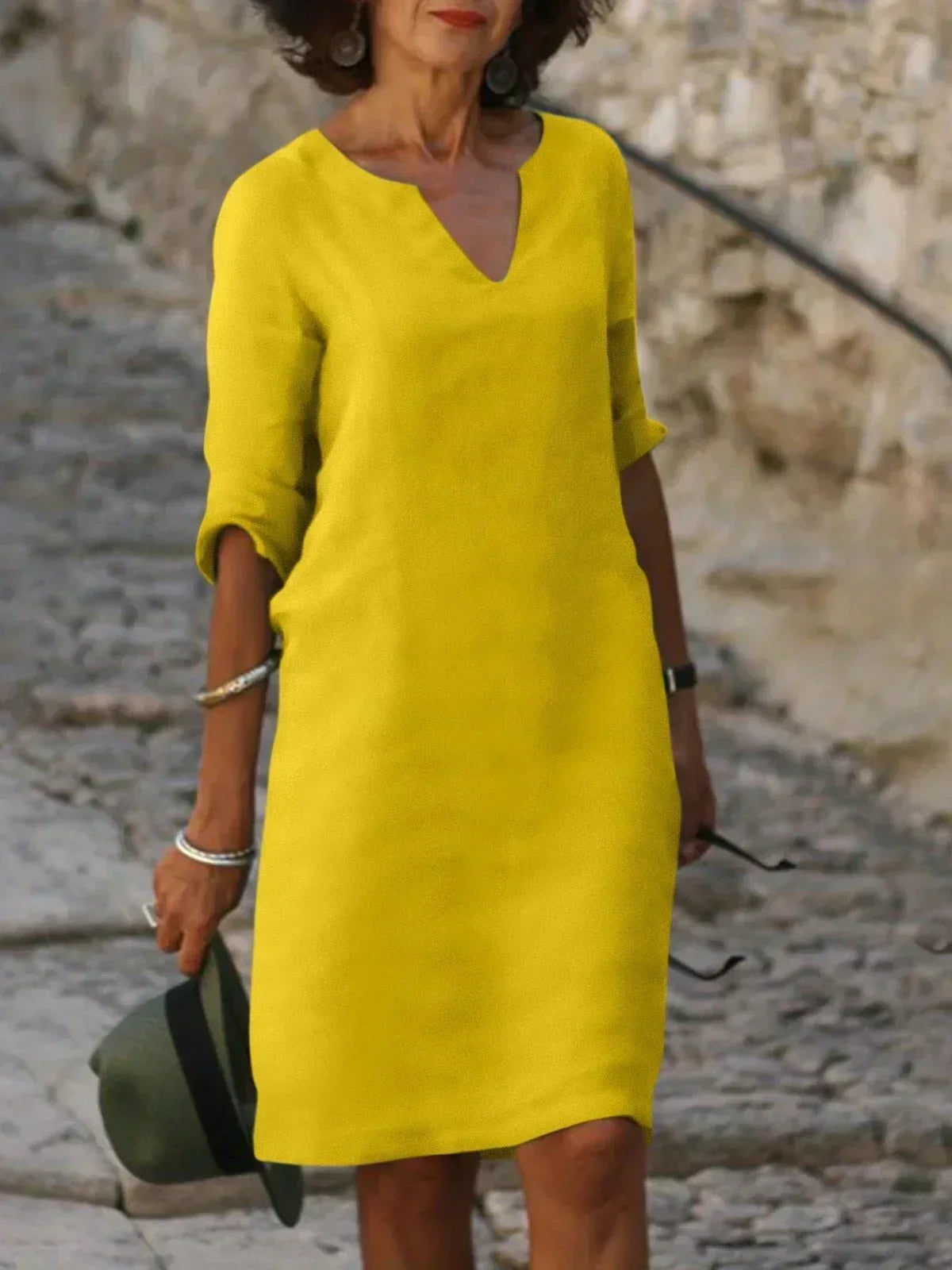 Elegant Midi Dress with Neckline for Women