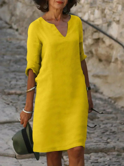 Elegant Midi Dress with Neckline for Women