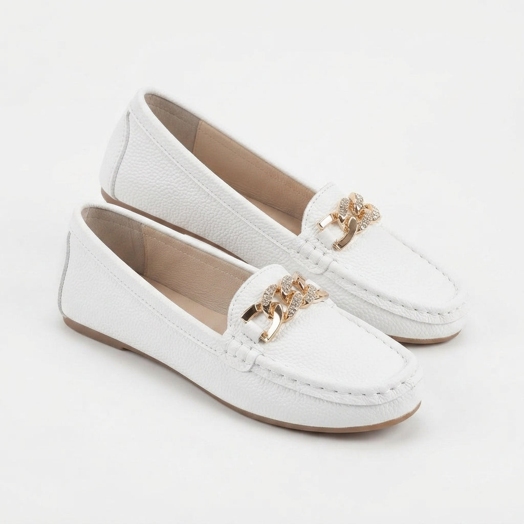 Women's Slip-On Loafers with Chain Detail