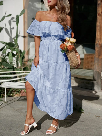 Off Shoulder Layered Maxi Dress for Wedding Guests for Women