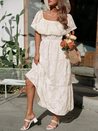 Off Shoulder Layered Maxi Dress for Wedding Guests for Women