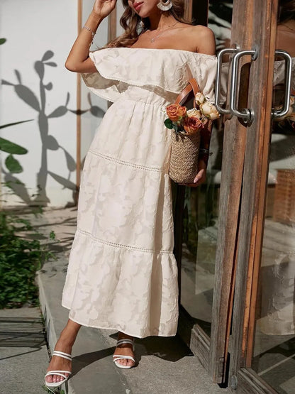 Off Shoulder Layered Maxi Dress for Wedding Guests for Women