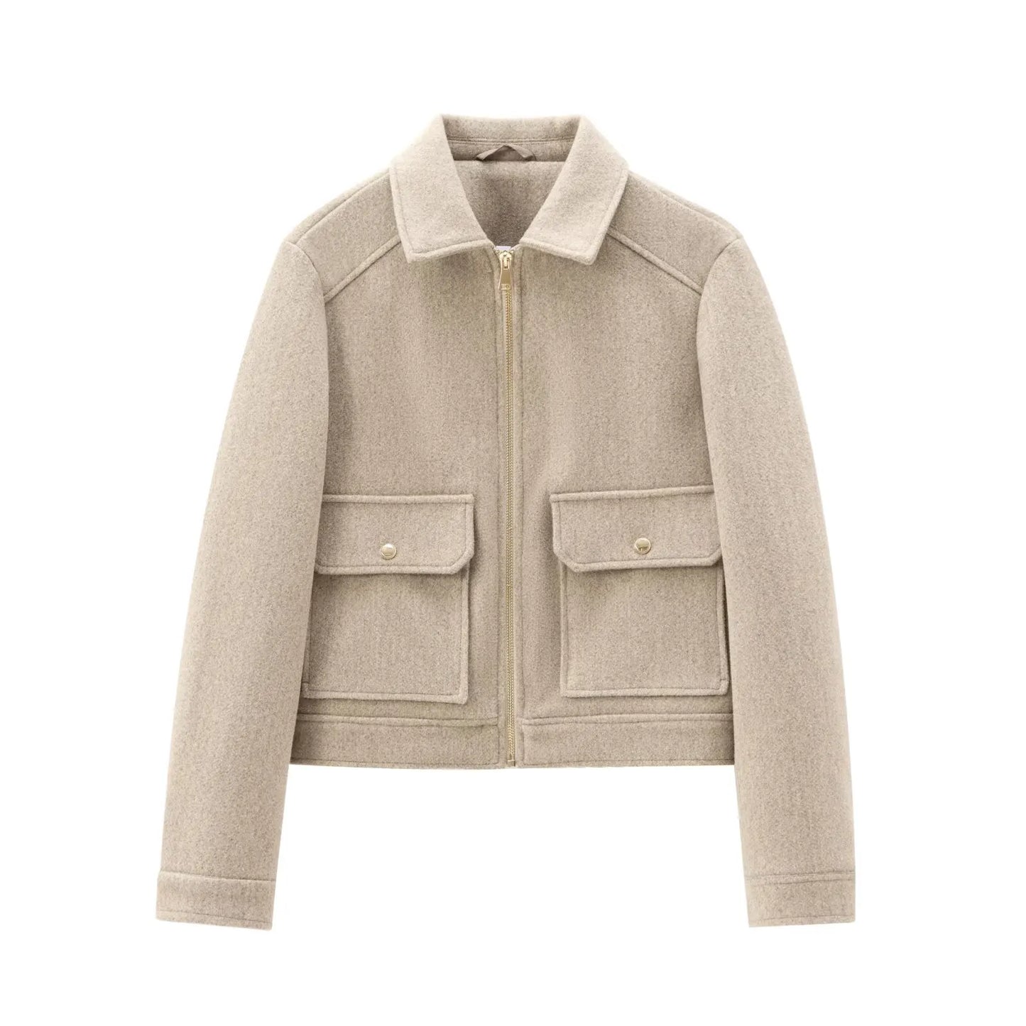 Cropped Bomber Jacket with Zipper for Women