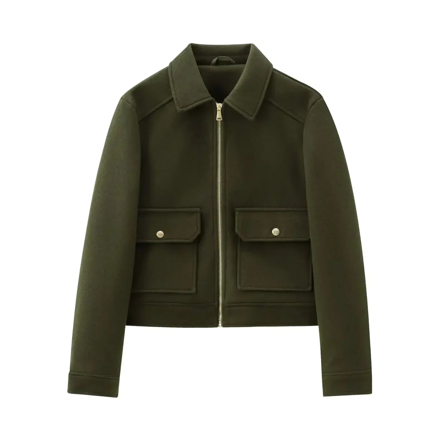 Cropped Bomber Jacket with Zipper for Women