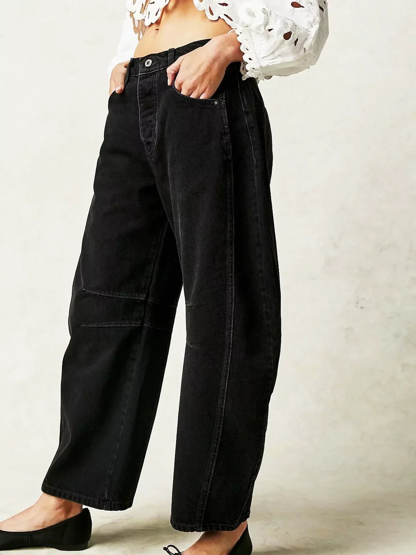 Leopard Print Jeans with Wide Legs for Women