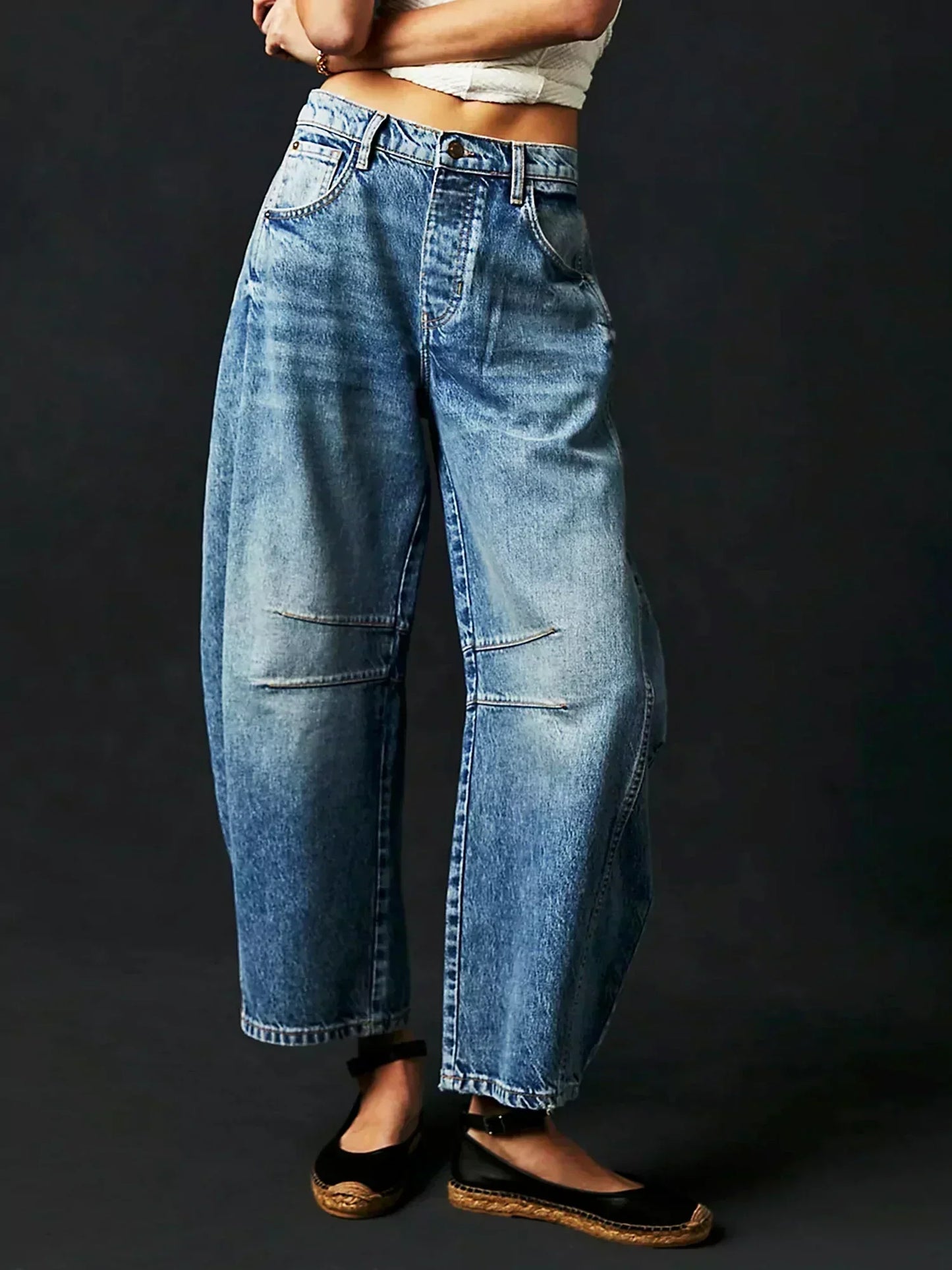 Leopard Print Jeans with Wide Legs for Women