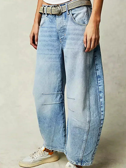 Leopard Print Jeans with Wide Legs for Women
