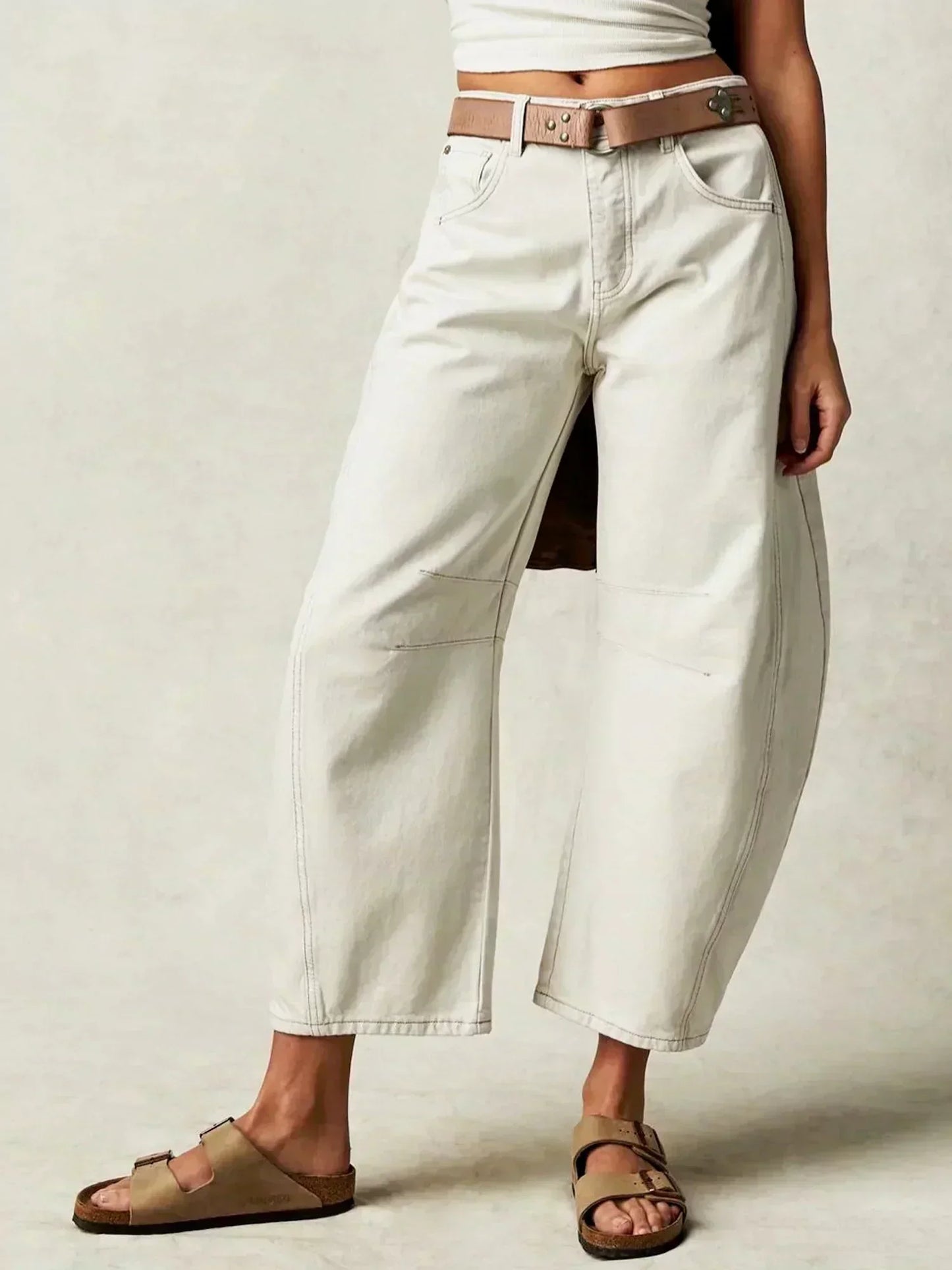 Leopard Print Jeans with Wide Legs for Women