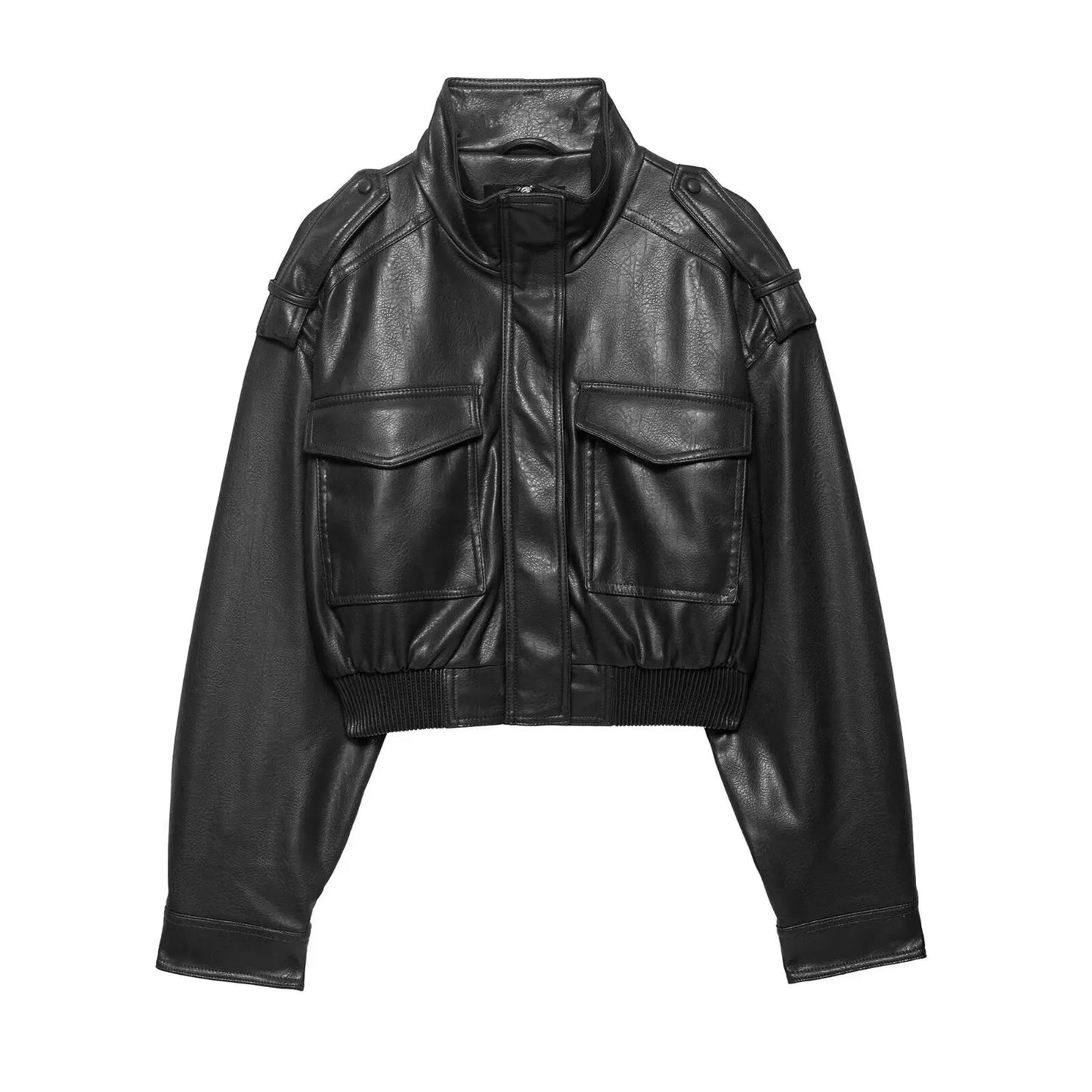 Biker Style Jacket With Zipper for Women