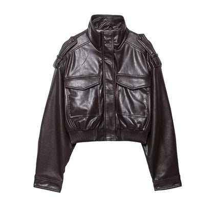 Biker Style Jacket With Zipper for Women